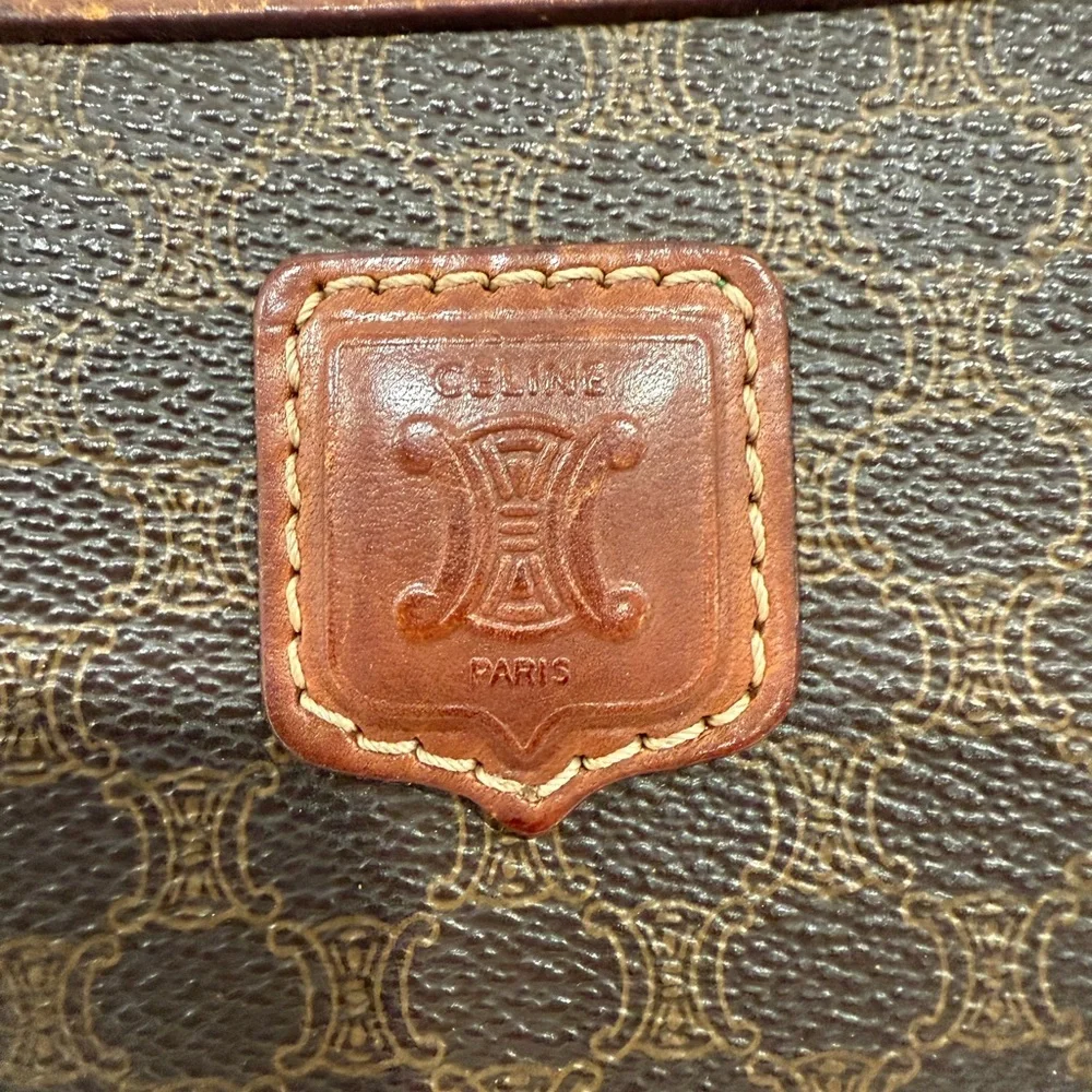 Celine Clutch Bag Purse Macadam PVC Brown Authentic - Picture 7 of 12